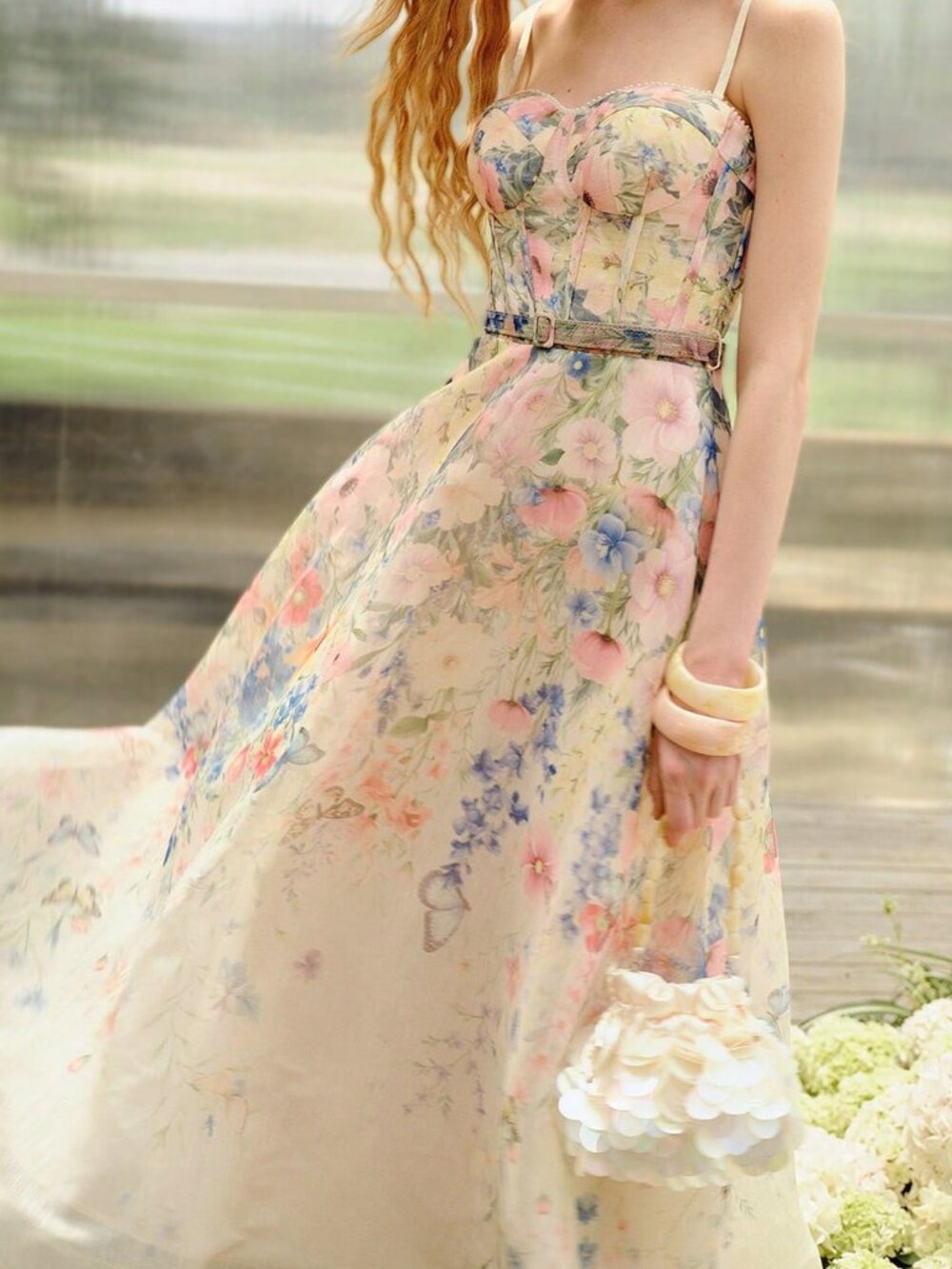 Multicolor Elegant Women's Floral Print Belted Dress - Picture 5 of 6